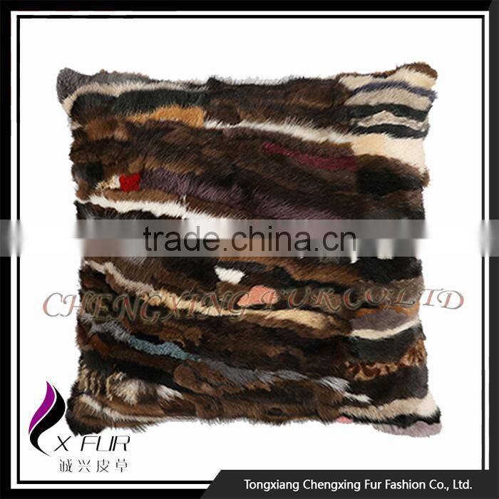 CX-D-15E New Design Wholesale Square Rabbit Fur Cushion Manufacturer