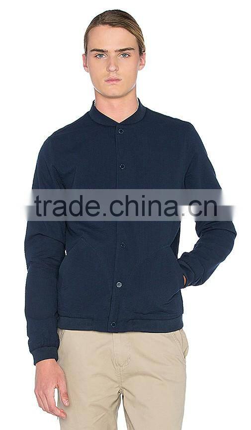 botton front design navy blue custom jacket for men made in China factory