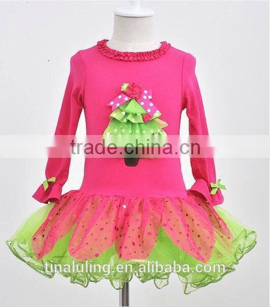 new 2015 girls long sleeve christmas dress fashion kids puffy dress baby long sleeve dress princess dress girls