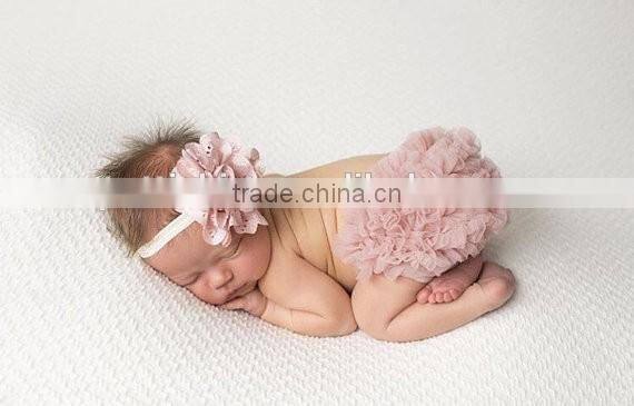 Little girl bloomer dress pink chiffon fabric with ribbon bowknot wholesale baby product