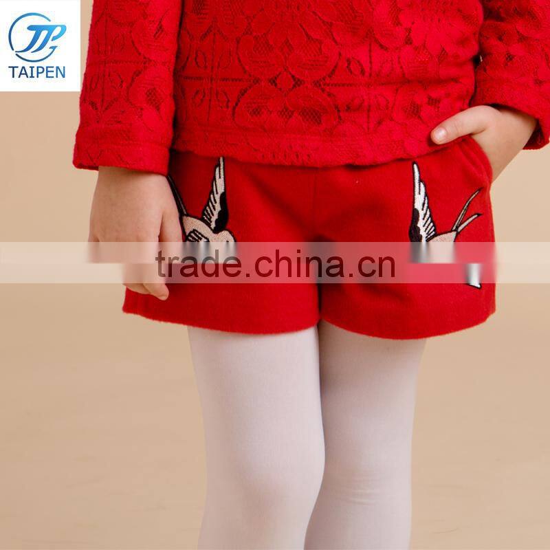 Winter Girls Short Pants And Legging Pices Jacquard Woolen Long Pant With Frill