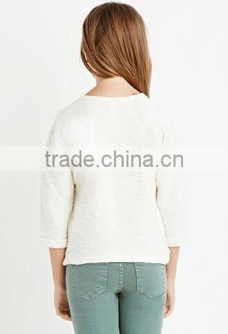 2017 Cheap Plain Alphabetic Love O-neck Kids Long Sleeve Slim T-shirt OEM Service Plain Dyed