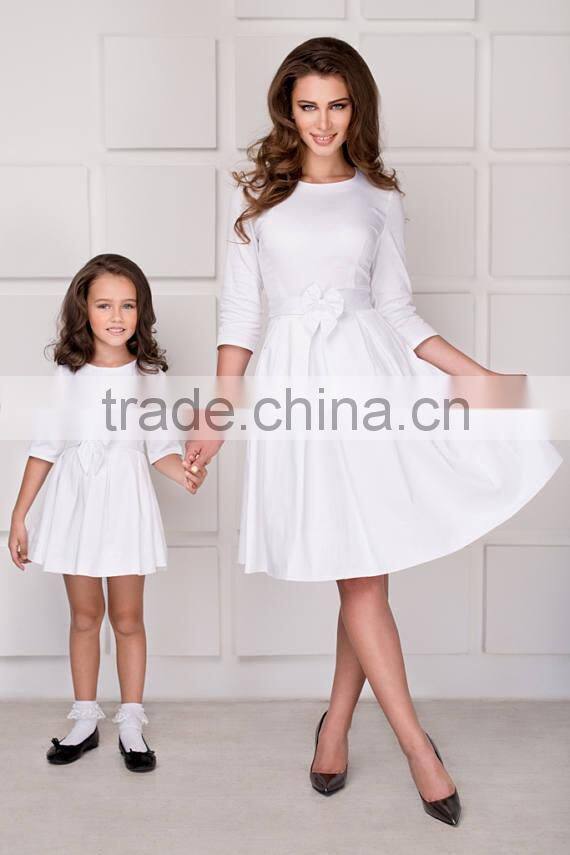 Highe Quality Mother Daughter Matching Dress White Occasion Dresses For Mommy And Me