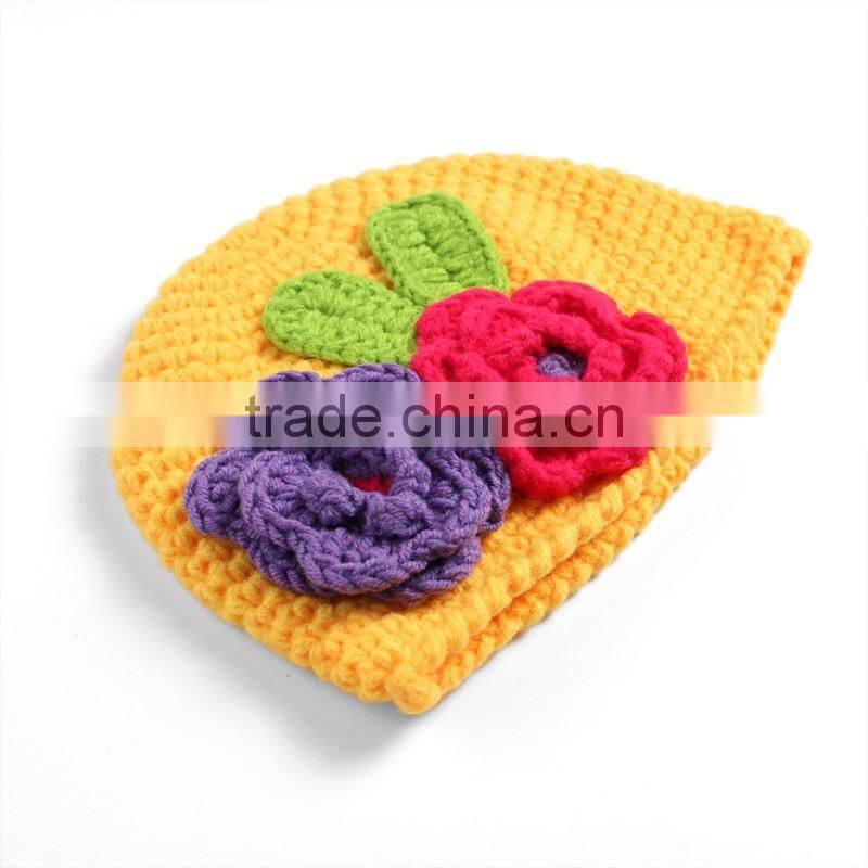 Wholesale Kids Photo Props Knitted Hat Handmade Newborn Flower Photography Hat for Kids