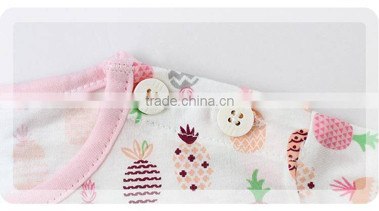 Short sleeve pineapple pattern baby clothes set wholesale high quality children clothes set