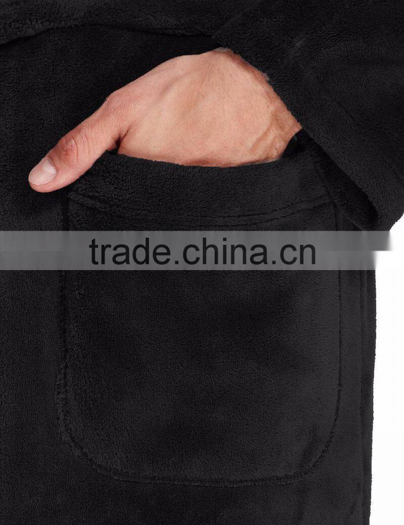 Luxury Men's Thermal Coral Fleece Bathrobe Dressing Gown