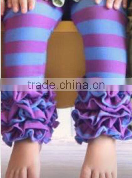 XF-131 Wholesale baby icing ruffle pants cotton girls striped icing baby leggings sew sassy boutique leggings