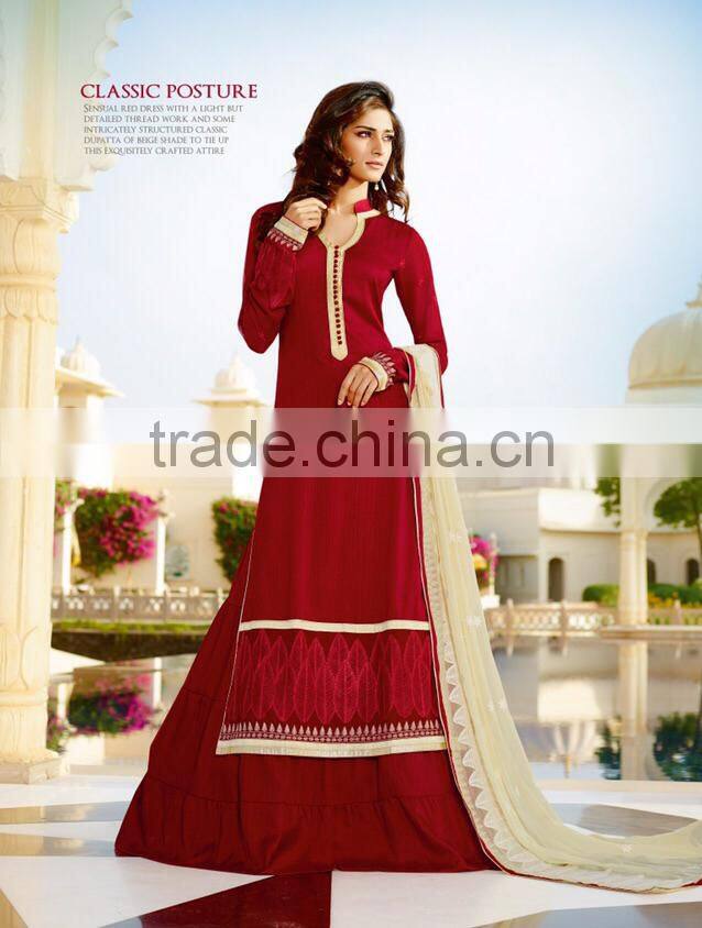 Amazing Deep Pink Color Long Straight Cut Bottom net Border Designer Semi Stitch Salwar Kameez
