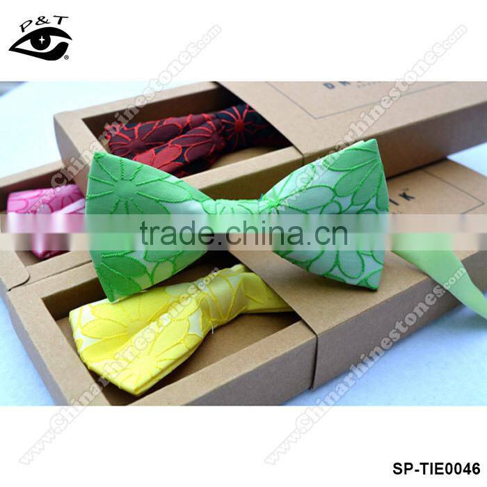 9 Colors 12x6 CM Flower Embroideried Jacquard Party Bow Tie Silk Bowtie for Men