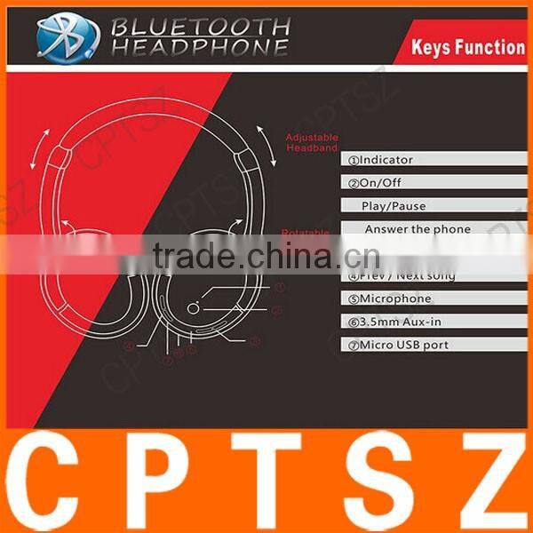 New design stereo foldable bluetooth headphone connect with phone,tablet,PC ,music player,ect.Built-in microphone