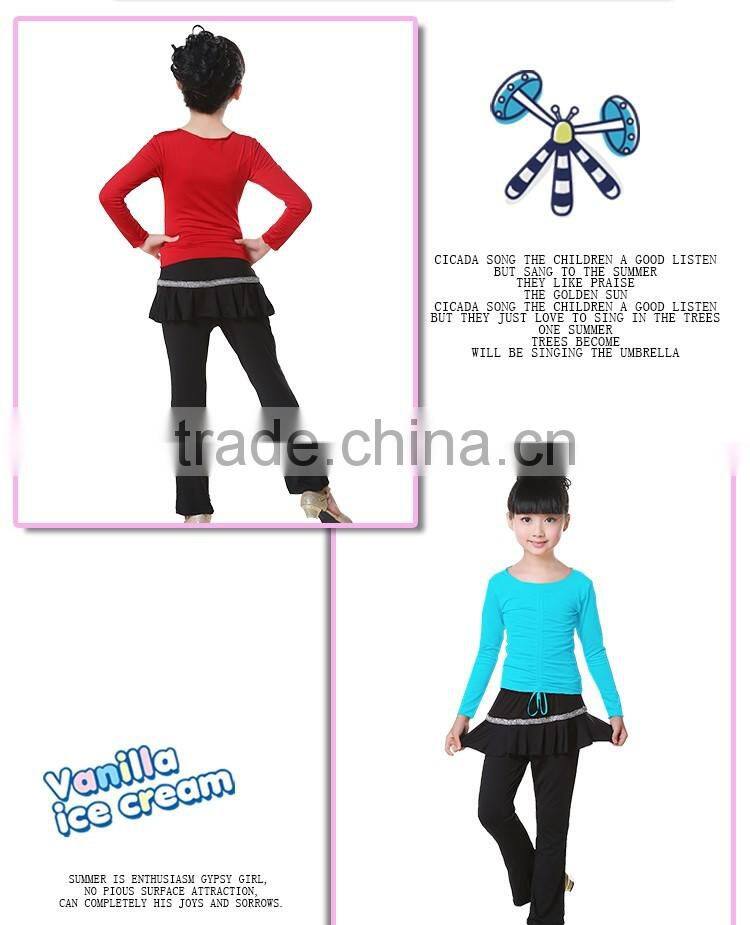 2016 Girls Kids Latin Salsa Tops And Pants Suit Child Long Sleeve Tango Dancing Suits