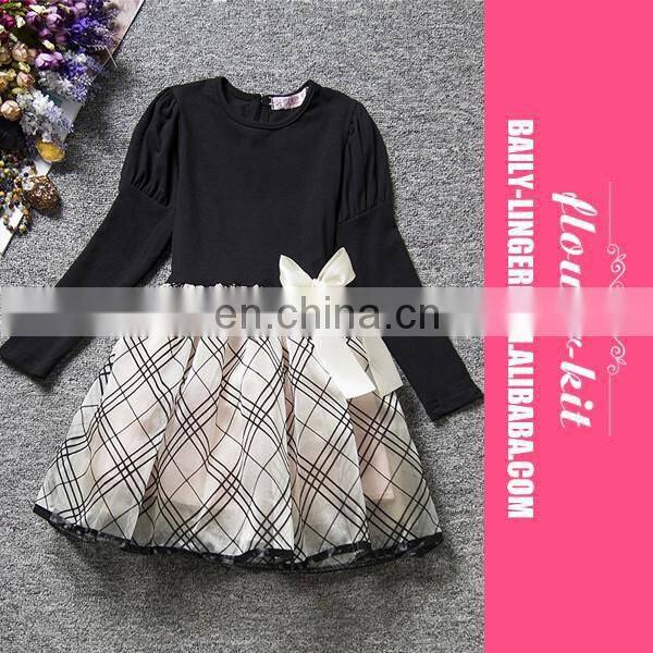 2017 New Girl Long Sleeve Cotton Casual Skirt Kids Cat Printed Party Dress