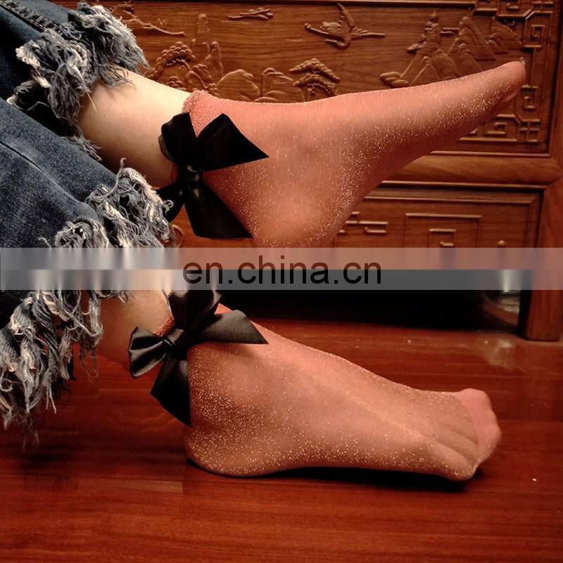 Summer women short breathable bow sock yiwu factory