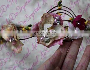 Aidocrystal beautiful wedding artificial flower Crown,Rhinestone Crystal Bridal wedding fascinators