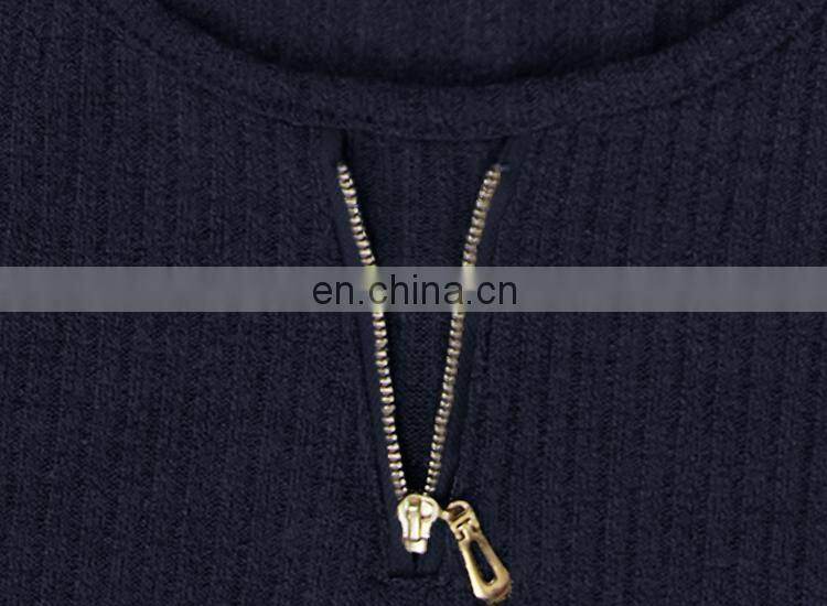 2017 Autumn fashion women wear korean blouse with zipper at neck