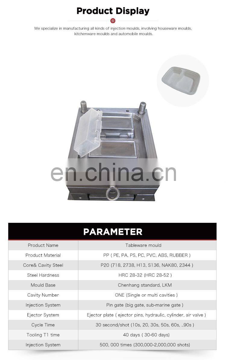 Custom round durable dinner lunch plastic injection square plate mold