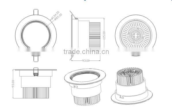 Recessed COB LED Downlights angle adjustable 20W