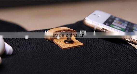 Multifuction High-capacity Genuine Leather and canvas Travel Data Cable Line Cellphone Camera Storage Bags Organizer Bag