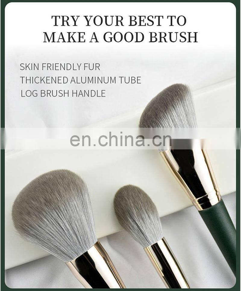 High Quality Green Makeup Brushes Custom Logo 14pcs  Make Up Brush Set Cosmetic kit