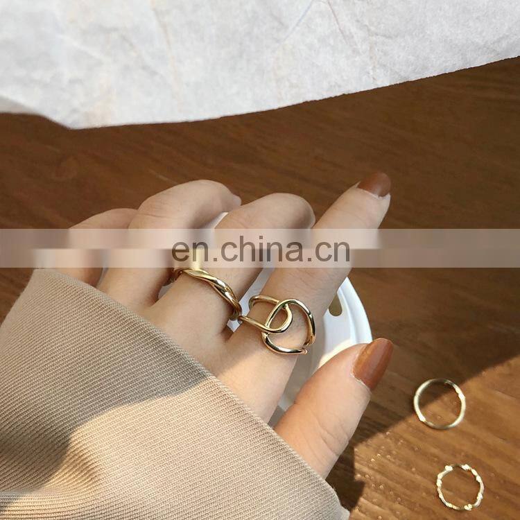 6Pcs/set Punk Finger Rings Minimalist Smooth Gold/black Geometric Metal Rings for Women Girls Party Jewelry Bijoux Femme