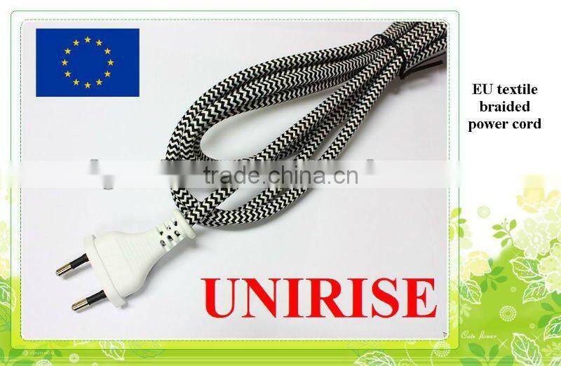 EU lamp and light power cord with textile braided cable