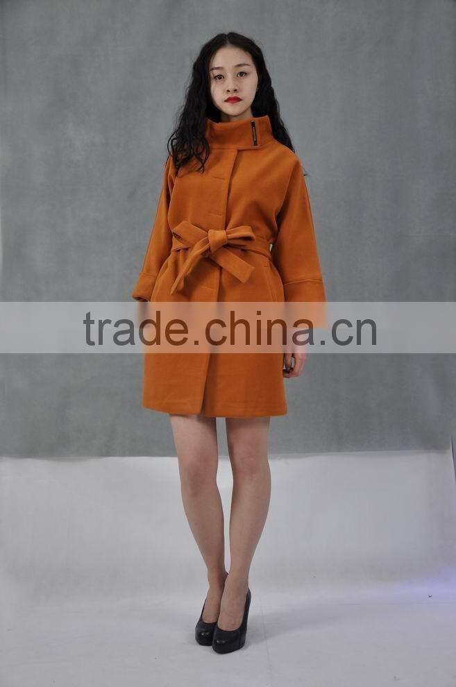 2016 made in China hot sale wool women's coat wholesale price keep warm ladies long coat design