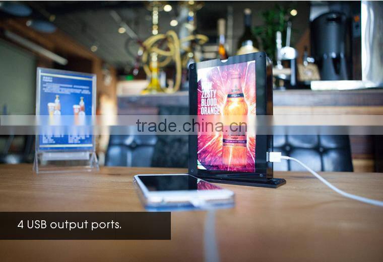 Fashionable acrylic 15000mAh menu stand advertising power bank for restaurant/ cafe / bars