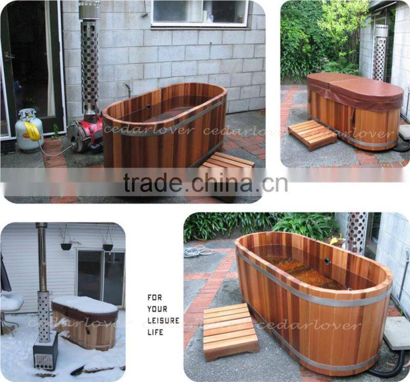 wooden mini one person hot tub freestanding bathtub