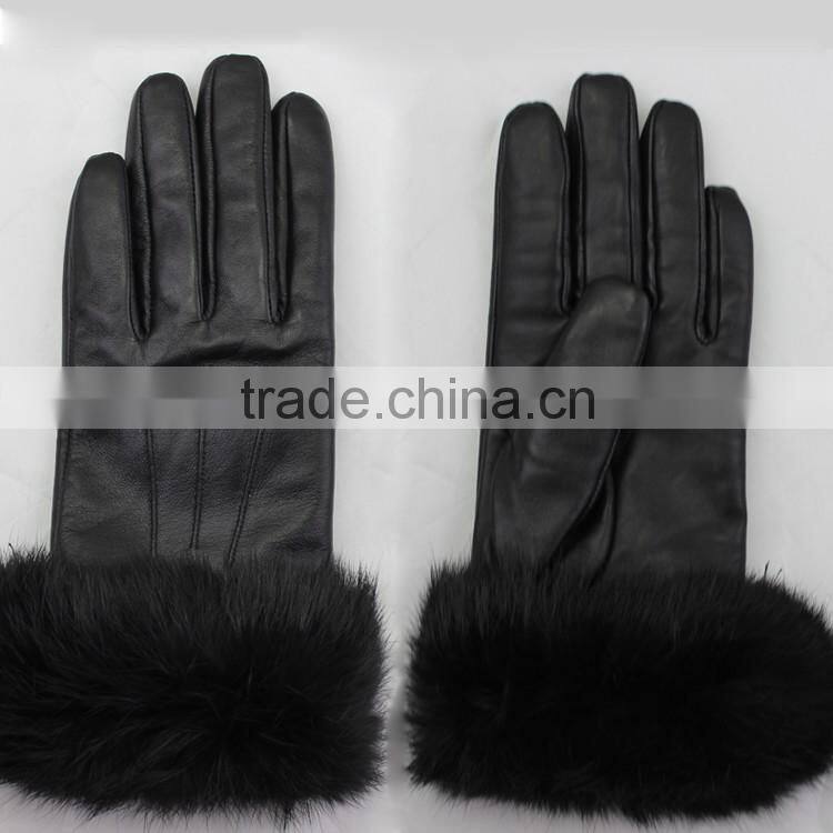 ladies sheepskin guneine leather gloves with fur