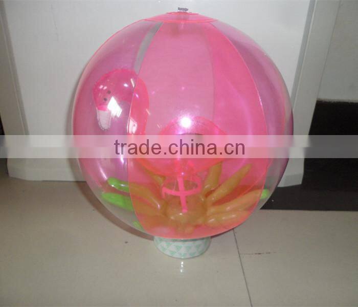 PVC inflatable beach ball with box inside, with toy inside, with insert