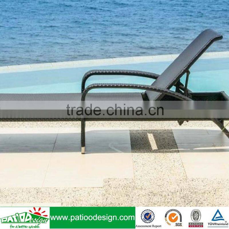 Outdoor Brown PE Rattan Wicker Furniture Patio Chaise Lounger