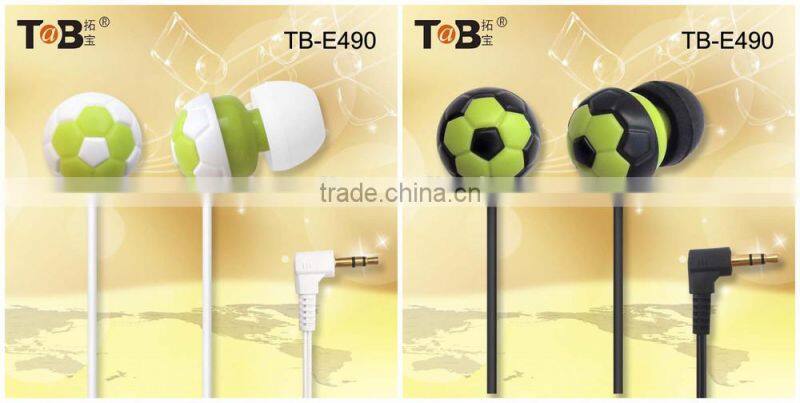 2015 new cheap reliable quality mini cute football shape earphones for MP3/ computer/ cellphone for kids study