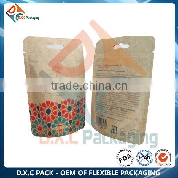 Food Safe Custom Kraft Paper Foil Bag Free-standing