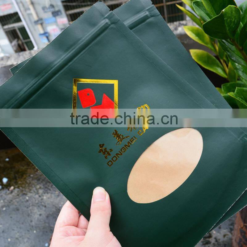 Clear Window Green Printed Perfect Brown Durable Paper Ziplock Bag for Food (100)