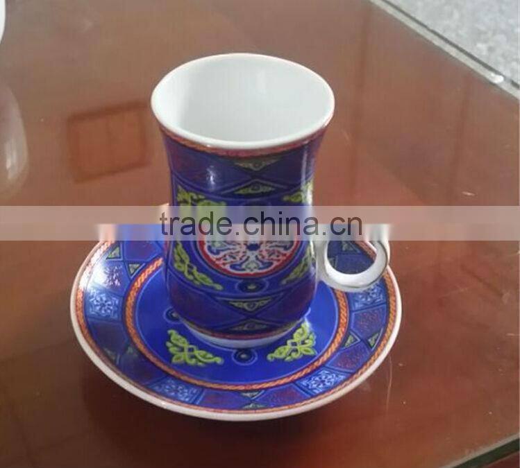 Ceramic printed coffee cup and saucer, Turkish style coffee set