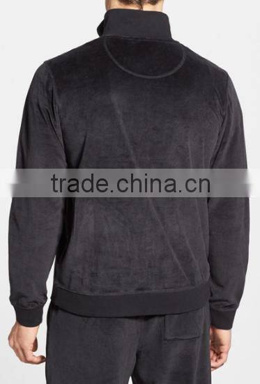Cheap Warm Men's Velour Zip Pajama Jacket With Hood