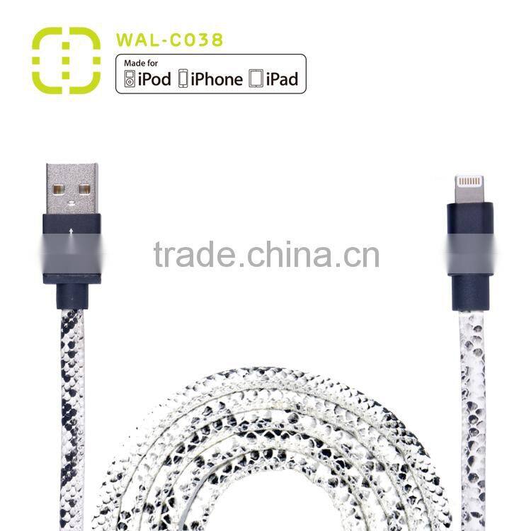 Walnut MFi 8 pin for iphone 5 charging cable