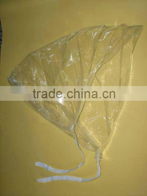 Rainproof plastic rain bonnet/rain cap/rain hood