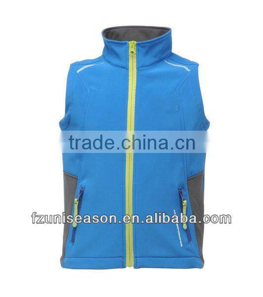 Blue unisex soft shell waistcoat