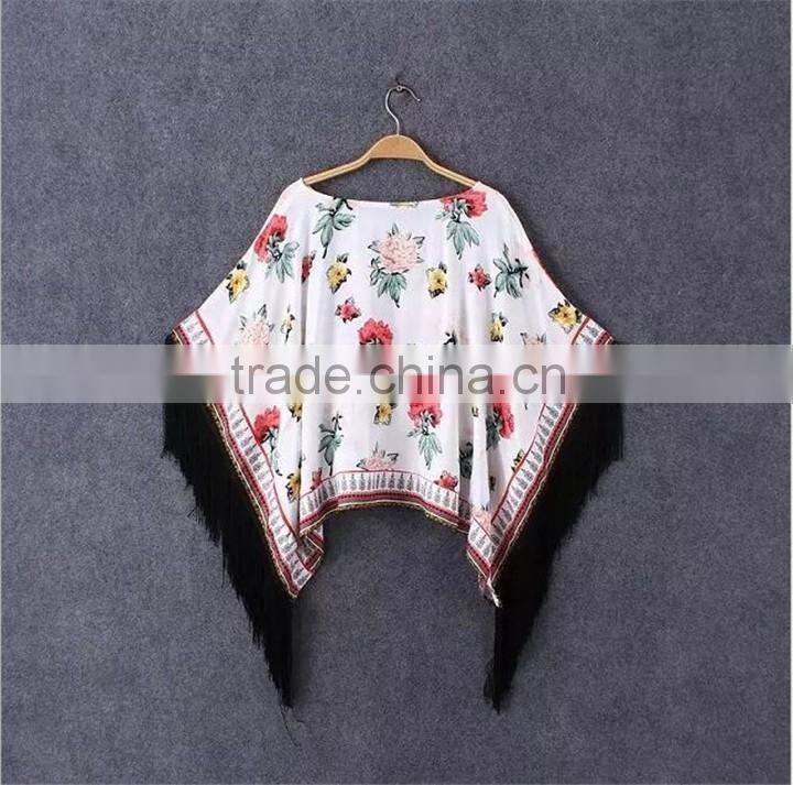 Customaize Elegant Design Sleeves With Tassel Ladies Tunic Top Wholesale