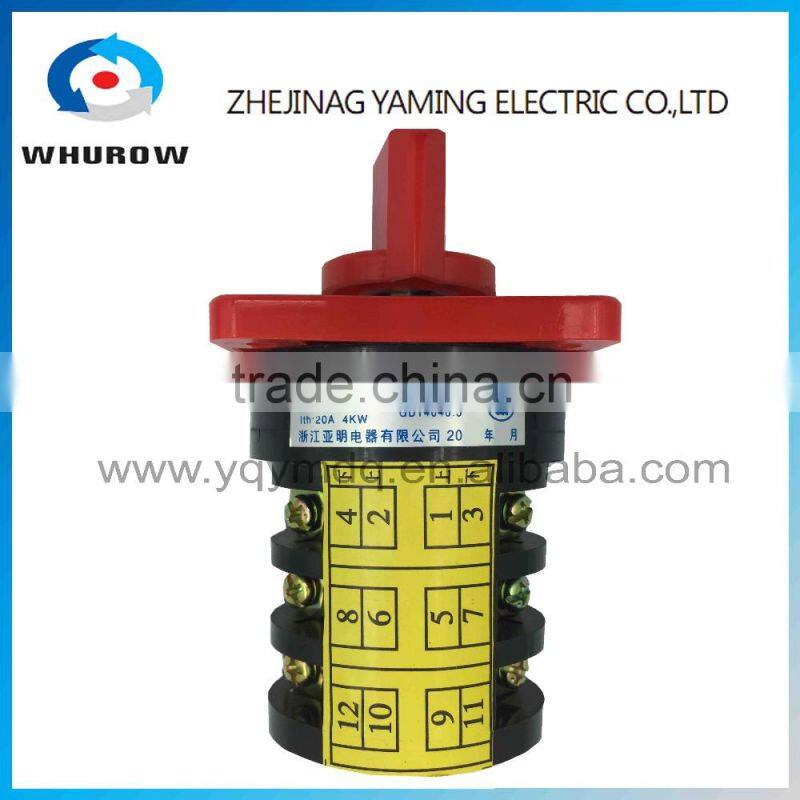 Changeover rotary cam universal switch HZ5-20/4 M05 three poles electrical low current 20A control machine silver contacts