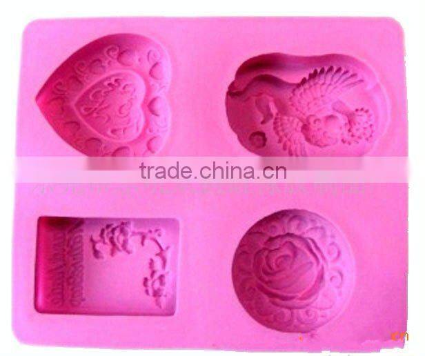 4 cavities handmade silicone flower soap molds