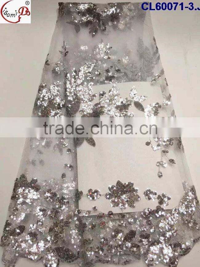 CL60071 New arriva fast delivery tulle emboridery lace with sequins ,wholesale french lace fabric for ladies