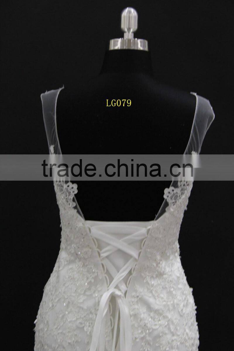 Best selling Alibaba wedding gown sexy low back lace up back sleeveless mermaid wedding dress