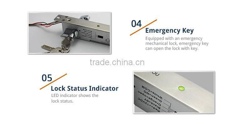 Special Design 12v or 24v electric Lock Simple Installation Electric Bolt Lock with emergency key