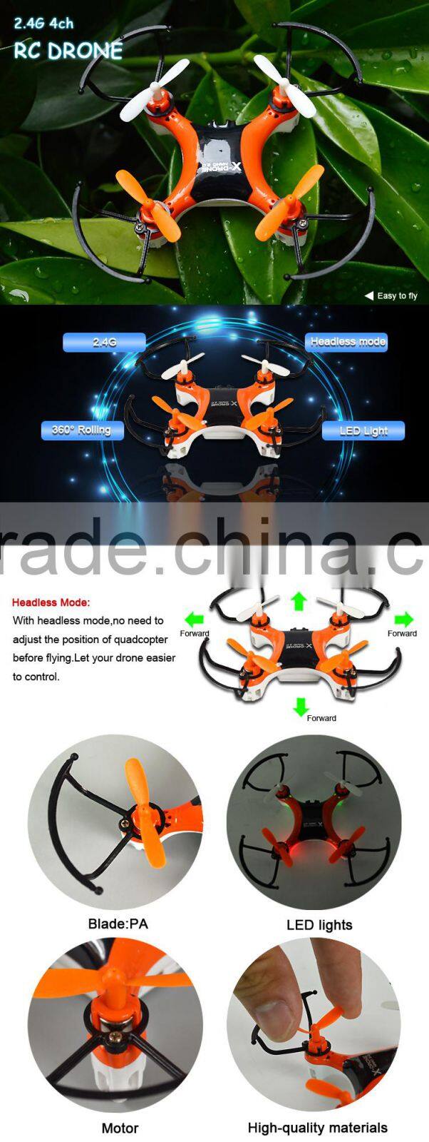 Hot sell 10.5cm headless mode 2.4g 4ch rc drone helicopter radio control big wholesale.