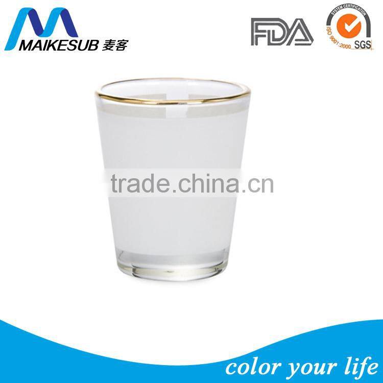 Sublimation blank 1.5oz glass cup with gold rim