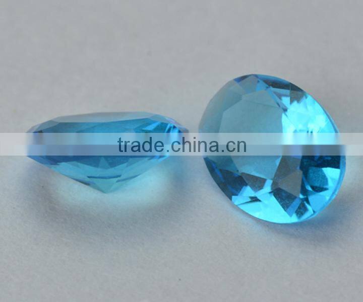 China manufacturer oval decorate blue aquamarine glass gem stone for making jewelry