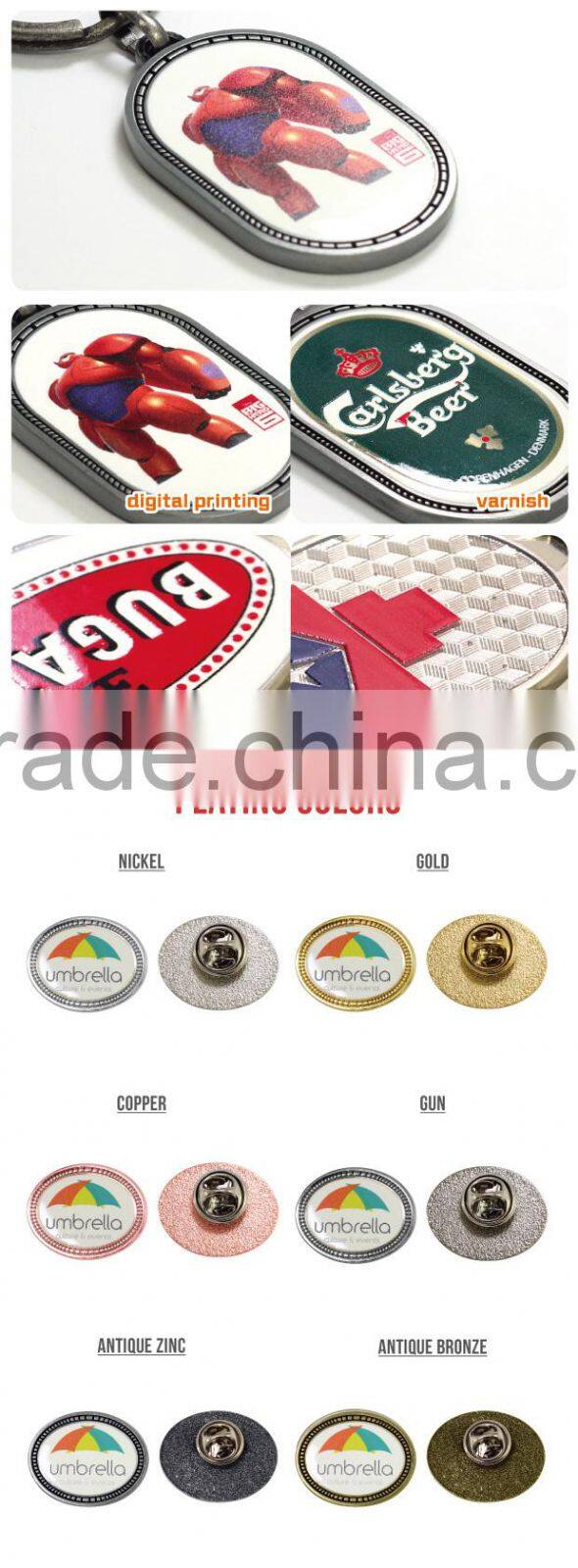 Souvenir Logo kinds of color plating in Printing Metal bulk lapel pins