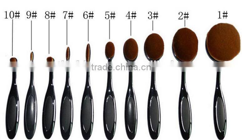 10 PCS Oval Makeup Brushes Set Synthetic Hair Professional / Full Coverage Plastic Face / Eye / Lip MAKE-UP FOR YOU 10 PCS O